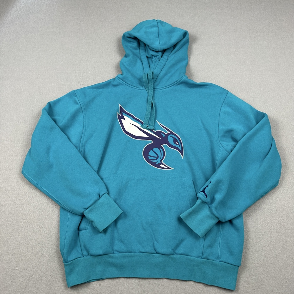 Charlotte Hornets Sweatshirt Men Medium Blue NBA Basketball Hooded Jumpman